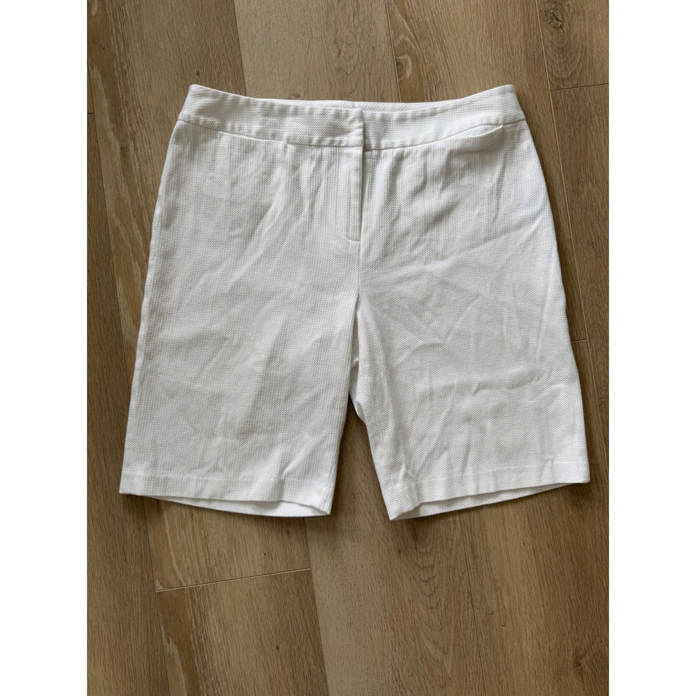 J.McLaughlin White Textured Cotton Blend Bermuda Shorts Size 10